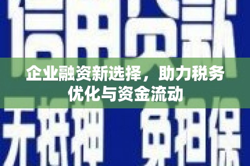 正蓝旗企业融资新选择，助力税务优化与资金流动