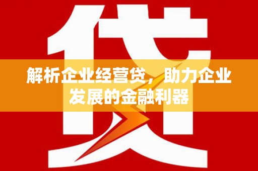 正蓝旗解析企业经营贷，助力企业发展的金融利器