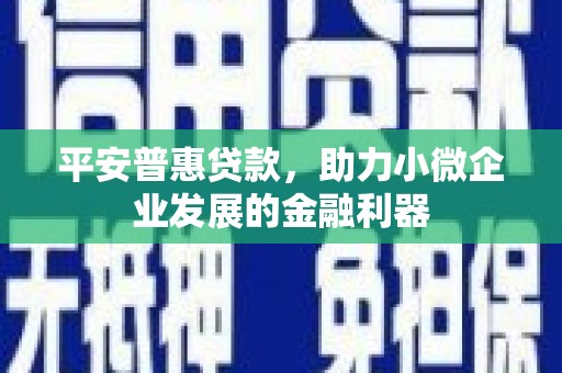 正蓝旗平安普惠贷款，助力小微企业发展的金融利器
