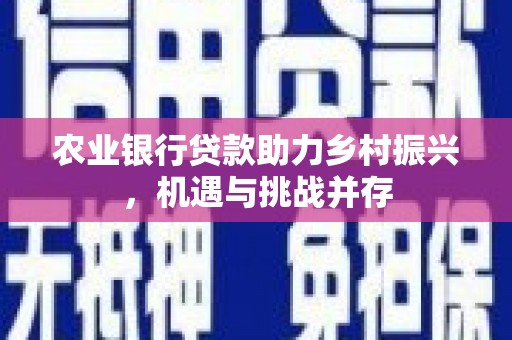 正蓝旗农业银行贷款助力乡村振兴，机遇与挑战并存